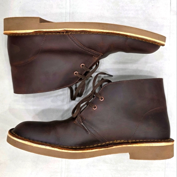 Clarks Collection Bushacre Desert chukka boots men's 8.5 brown oiled leather - Picture 8 of 11